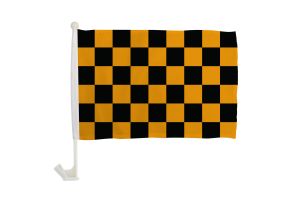 Black & Gold Checkered Single-Sided Car Flag