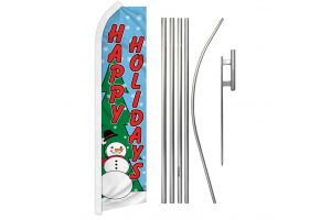 Happy Holidays Super Flag & Pole Kit