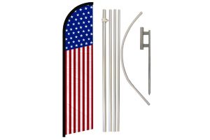 USA 50 Stars Windless Banner Flag & Pole Kit