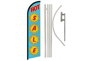 Hot Sale Superknit Polyester Swooper Flag Size 11.5ft by 2.5ft & 6 Piece Pole & Ground Spike Kit