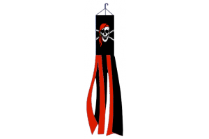 Red Bandana Jolly Roger Super Shiny Poly 5ft Windsock