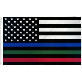 Thin Blue/Green/Red Line USA Printed Polyester Flag 3ft by 5ft