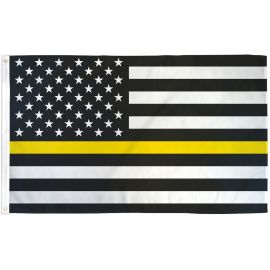 Thin Yellow Line USA Printed Polyester Flag 3ft by 5ft