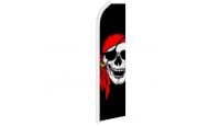 Red Bandana Jolly Roger Superknit Polyester Swooper Flag Size 11.5ft by 2.5ft