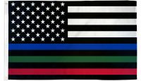 Thin Blue/Green/Red Line USA Printed Polyester Flag 3ft by 5ft