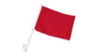 Red Solid Color Double Sided Car Window Flag with 17in Plastic Mount