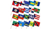 12x18in Set of 20 Caribbean Stick Flags shown countries included