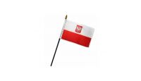 Poland Eagle Stick Flag 4in by 6in on 10in Black Plastic Stick