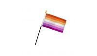 Lesbian Sunset Stick Flag 4in by 6in on 10in Black Plastic Stick