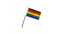 Philly Rainbow Stick Flag 4in by 6in on 10in Black Plastic Stick