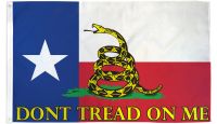 Don't Tread on Me Texas Gadsden  Printed Polyester Flag 3ft by 5ft