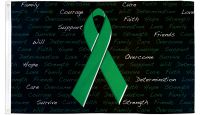 Green Ribbon Inscriptions Printed Polyester Flag 3ft by 5ft