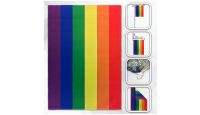H&G Studios Rainbow  Printed Polyester Flag 12in by 18in with close ups of material and on pole