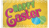 Happy Easter Yellow Printed Polyester Flag 3ft by 5ft