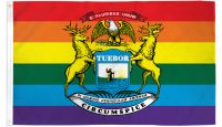 Michigan Rainbow Flag 3x5ft poly Printed Polyester Flag 3ft by 5ft