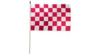 Pink & White Checkered 12x18in Stick Flag