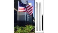 13ft Aluminum Silver Outdoor Pole with Ground Spike Displaying USA Flag