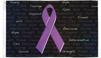Purple Ribbon Printed Polyester Flag 3ft by 5ft