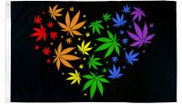 Marijuana Love Rainbow   Printed Polyester Flag 3ft by 5ft