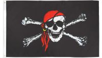 Red Bandana Jolly Roger Printed Polyester Flag Size 4ft by 6ft