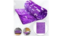 Positive Message Purple  Blanket 50in by 60in in Soft Plush with closeups of material and displayed on furniture