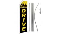 All Wheel Drive Superknit Polyester Swooper Flag Size 11.5ft by 2.5ft & 6 Piece Pole & Ground Spike Kit