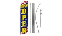 Now Open (Patriotic) Super Flag & Pole Kit