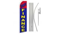 Easy Finance Superknit Polyester Swooper Flag Size 11.5ft by 2.5ft & 6 Piece Pole & Ground Spike Kit