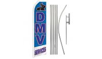 DMV Services #1 Road Superknit Polyester Swooper Flag Size 11.5ft by 2.5ft & 6 Piece Pole & Ground Spike Kit