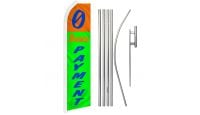 0 Down Payment Orange & Green Superknit Polyester Swooper Flag Size 11.5ft by 2.5ft & 6 Piece Pole & Ground Spike Kit