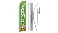 Farmer's Market Superknit Polyester Swooper Flag Size 11.5ft by 2.5ft & 6 Piece Pole & Ground Spike Kit