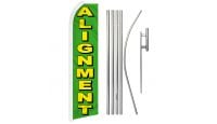 Alignment Green Superknit Polyester Swooper Flag Size 11.5ft by 2.5ft & 6 Piece Pole & Ground Spike Kit