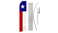 Texas Superknit Polyester Swooper Flag Size 11.5ft by 2.5ft & 6 Piece Pole & Ground Spike Kit