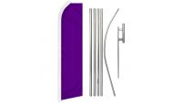 Purple Solid Color Superknit Polyester Swooper Flag Size 11.5ft by 2.5ft & 6 Piece Pole & Ground Spike Kit