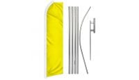 Yellow Solid Color Superknit Polyester Swooper Flag Size 11.5ft by 2.5ft & 6 Piece Pole & Ground Spike Kit