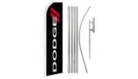 Dodge Superknit Polyester Swooper Flag Size 11.5ft by 2.5ft & 6 Piece Pole & Ground Spike Kit