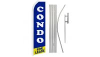 Condo For Lease Superknit Polyester Swooper Flag Size 11.5ft by 2.5ft & 6 Piece Pole & Ground Spike Kit