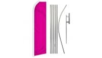 Magenta Solid Color Superknit Polyester Swooper Flag Size 11.5ft by 2.5ft & 6 Piece Pole & Ground Spike Kit