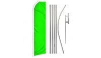 Neon Green Solid Color Superknit Polyester Swooper Flag Size 11.5ft by 2.5ft & 6 Piece Pole & Ground Spike Kit