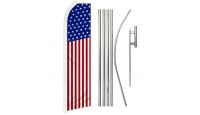USA 50 Stars Superknit Polyester Swooper Flag Size 11.5ft by 2.5ft & 6 Piece Pole & Ground Spike Kit