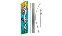 Mariscos Superknit Polyester Swooper Flag Size 11.5ft by 2.5ft & 6 Piece Pole & Ground Spike Kit