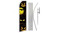 Halloween Eyes Superknit Polyester Swooper Flag Size 11.5ft by 2.5ft & 6 Piece Pole & Ground Spike Kit