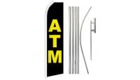 ATM Superknit Polyester Swooper Flag Size 11.5ft by 2.5ft & 6 Piece Pole & Ground Spike Kit