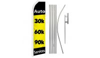 Auto 30k60k90k Services Superknit Polyester Swooper Flag Size 11.5ft by 2.5ft & 6 Piece Pole & Ground Spike Kit