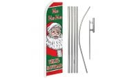 Feliz Navidad Santa Superknit Polyester Swooper Flag Size 11.5ft by 2.5ft & 6 Piece Pole & Ground Spike Kit