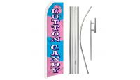 Cotton Candy Superknit Polyester Swooper Flag Size 11.5ft by 2.5ft & 6 Piece Pole & Ground Spike Kit