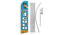 Cash 4 Gold Superknit Polyester Swooper Flag Size 11.5ft by 2.5ft & 6 Piece Pole & Ground Spike Kit