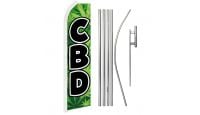 CBD Superknit Polyester Swooper Flag Size 11.5ft by 2.5ft & 6 Piece Pole & Ground Spike Kit