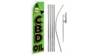 CBD Oil Superknit Polyester Swooper Flag Size 11.5ft by 2.5ft & 6 Piece Pole & Ground Spike Kit