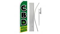 CBD Sold Here Superknit Polyester Swooper Flag Size 11.5ft by 2.5ft & 6 Piece Pole & Ground Spike Kit